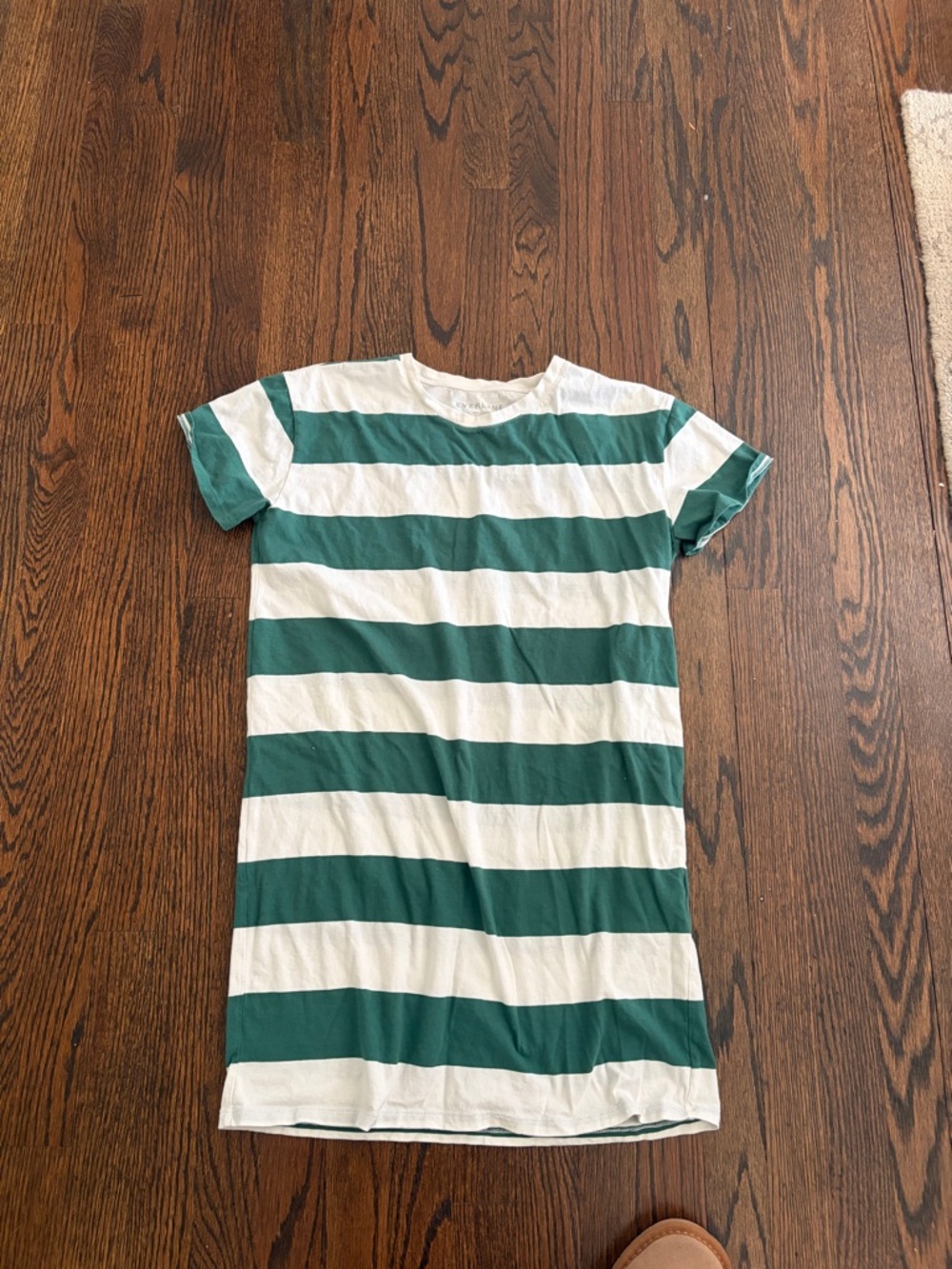 Everlane Forest Green and White Striped Tee (long)